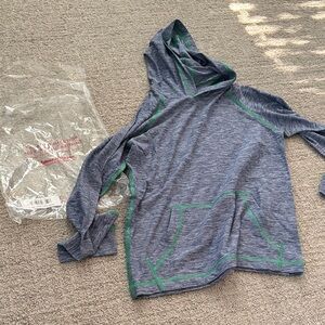 Hanna Andersson Blue Made for Sun Hoodie with Green Trim size 10